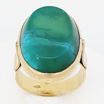 Bague - 18 carats Or jaune - 12.00ct. tw. Turquoise