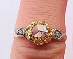 Zonder Minimumprijs - Ring - 9 kt. Geel goud, Zilver Diamant, Nieuw