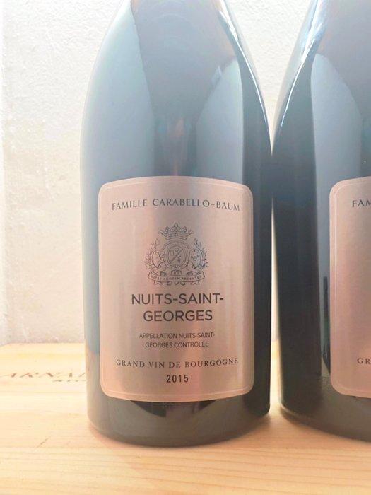 2015 Famille Carabello Baum - Nuits St. Georges - 2 Flessen, Verzamelen, Wijnen