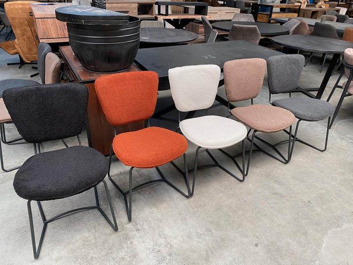 Amy eetkamerstoel, teddy stof (nieuw, A-keuze), Huis en Inrichting, Stoelen, Nieuw, Metaal, Stof