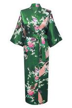 KIMU® Kimono Donkergroen 7/8 XS-S Yukata Satijn Boven dekel, Ophalen of Verzenden