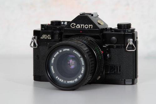 Canon A-1 schwarz + FD 3,5-4,5/35-70mm | Single lens reflex, Audio, Tv en Foto, Fotocamera's Analoog