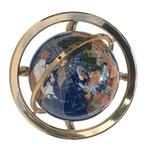 Wereldbol-verguld messing-lapisblauw-met kompas-hoogte 35 cm, Antiek en Kunst