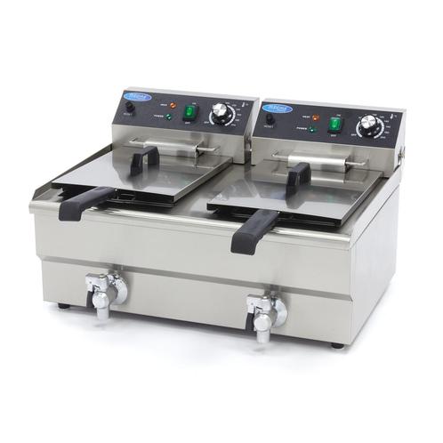 Frituurpan - 2x 13 L - 2 Manden - met Tapkraan, Elektronische apparatuur, Frituurpannen, Nieuw, Duo-friteuse, 4 liter of meer