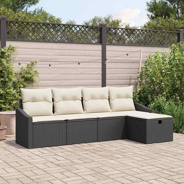 vidaXL Bankstel met kussen 6 pcs poly rattan, Tuin en Terras, Tuinsets en Loungesets, Nieuw, Verzenden