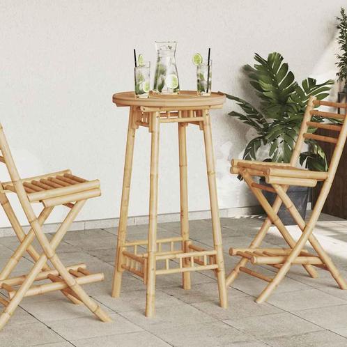 vidaXL Bartafel voor buiten Rond Ø55x100 cm bamboe, Tuin en Terras, Tuinsets en Loungesets, Nieuw, Verzenden