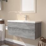 vidaXL Meuble lavabo avec bassin intégré Sonoma gris, Verzenden, Neuf