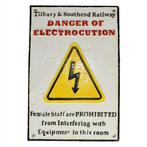 Reclamebord - Gevaren van elektrocutie - Gietijzer, Hobby en Vrije tijd, Modeltreinen | Overige schalen, Nieuw