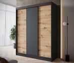 Kledingkast 120cm zwart Schuifdeuren - Garderobekast, Huis en Inrichting, Kasten | Overige, Verzenden, Nieuw