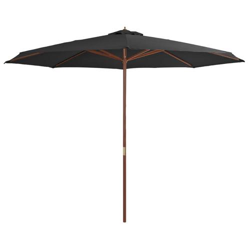 vidaXL Parasol met houten paal 350 cm antraciet, Tuin en Terras, Parasols, Nieuw, Verzenden