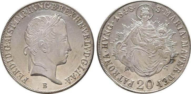 20 Kreuzer Kremnitz 1848 B Österreich: Ferdinand I, 1835-.., Postzegels en Munten, Munten | Europa | Niet-Euromunten, België, Verzenden