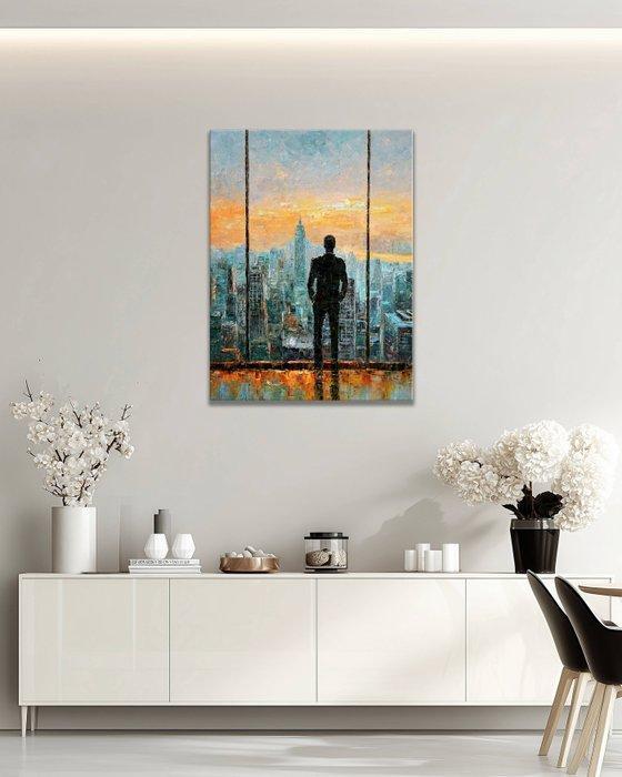 StefanoArt - Dawn Over NYC, Antiek en Kunst, Kunst | Schilderijen | Modern