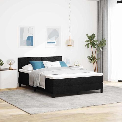 vidaXL Boxspring bed met matras met hoofdeinde Zwart 140 x, Huis en Inrichting, Slaapkamer | Bedden, Nieuw, Verzenden