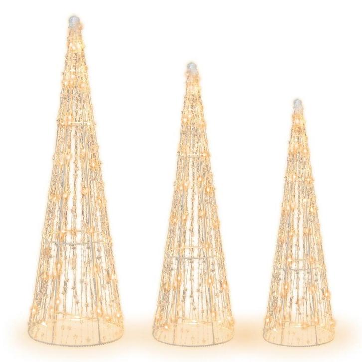 2dekans | Coast Verlichte Kerstkegelbomen Set van 3 –, Diversen, Kerst, Ophalen of Verzenden
