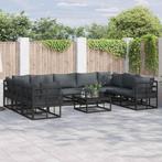 vidaXL Tuinbank Set met kussen 9 pcs Zwart Aluminium, Tuin en Terras, Verzenden, Nieuw