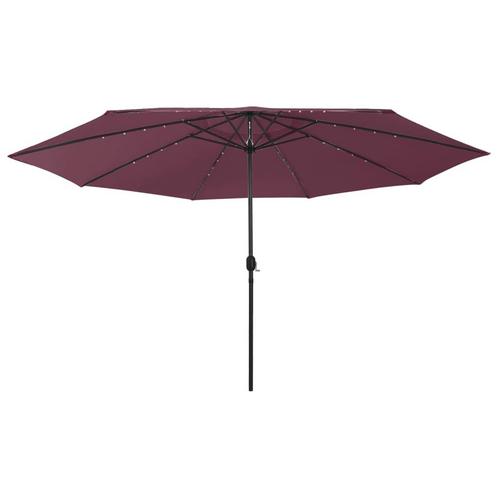 vidaXL Parasol met LED-verlichting 400 cm bordeauxrood, Tuin en Terras, Parasols, Nieuw, Verzenden