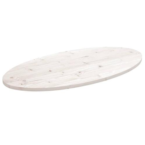 vidaXL Tafelblad ovaal 90x45x2,5 cm massief grenenhout wit, Huis en Inrichting, Tafelonderdelen, Nieuw, Verzenden