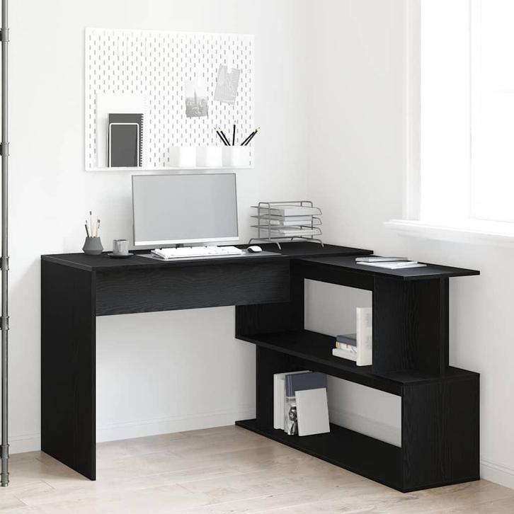 vidaXL Bureau Zwart eiken 200 x 50 x 76 cm Bewerkt hout, Huis en Inrichting, Bureaus, Nieuw, Verzenden