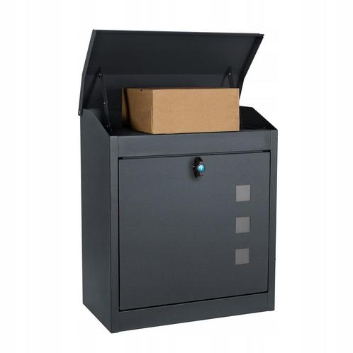 Pakketbrievenbus - wand - 43x24x52 cm - staal - antraciet, Tuin en Terras, Brievenbussen, Nieuw, Ophalen of Verzenden