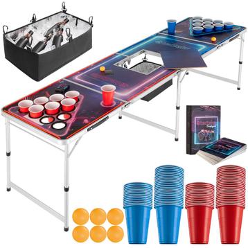 tectake Bierpongtafel BeerWars II, met koelvak en LED-verlic, Verzenden