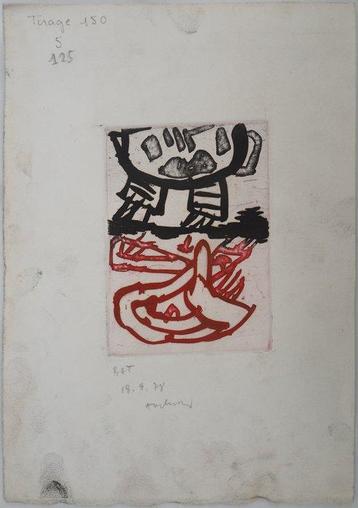 Pierre Alechinsky (1927) - Composition rouge et noir beschikbaar voor biedingen
