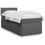 vidaXL Boxspring met matras stof donkergrijs Single, Huis en Inrichting, Slaapkamer | Bedden, Verzenden, Nieuw