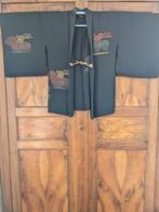Veste japonaise traditionnelle – Haori en soie noire, motif