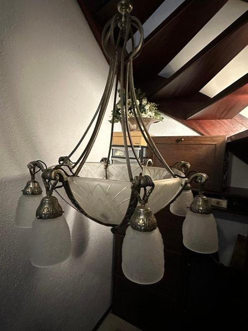 Plafondlamp - Glas, IJzer - Zeldzame kroonluchter, Antiek en Kunst, Kunst | Designobjecten