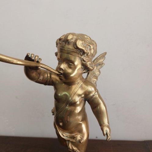 Sculpture, Putto suonatore - 27 cm - Bronze doré - 1880, Antiek en Kunst, Antiek | Keramiek en Aardewerk
