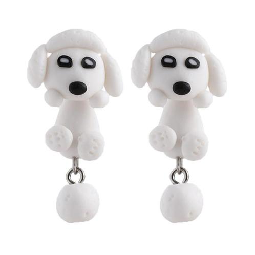 Fako Bijoux® - Oorbellen - Dansende Hond - Wit, Handtassen en Accessoires, Oorbellen, Verzenden