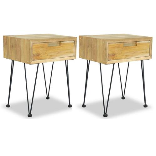 vidaXL Nachtkastjes 2 st 40x30x50 cm massief teakhout, Huis en Inrichting, Slaapkamer | Nachtkastjes, Nieuw, Verzenden