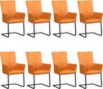 Set van 8 Leren eetkamerstoelen - met armleuning - Echt, Huis en Inrichting, Nieuw, Vijf, Zes of meer stoelen, Modern, Leer