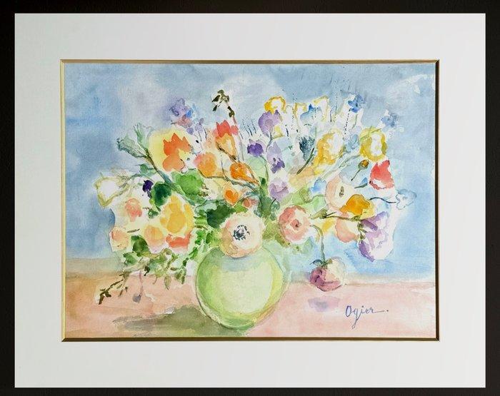 Marie Louise Ogier ( 1912-2003 ) - Grand bouquet aux, Antiek en Kunst, Curiosa en Brocante