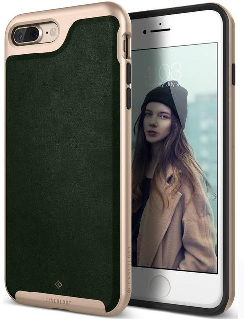 Caseology Envoy Series iPhone 8 / 7 Plus Leather Green +, Télécoms, Téléphonie mobile | Housses, Coques & Façades | Apple iPhone