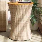 vidaXL Tuinbijzettafel trommelvormig poly rattan en massief, Tuin en Terras, Tuintafels, Verzenden, Nieuw