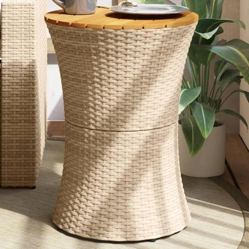 vidaXL Tuinbijzettafel trommelvormig poly rattan en massief, Tuin en Terras, Tuintafels, Nieuw, Verzenden