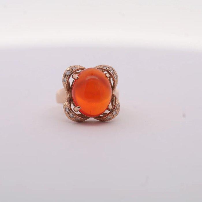 Ring - 18 karaat Geel goud - 6.75ct. tw. Opaal - Diamant, Handtassen en Accessoires, Ringen