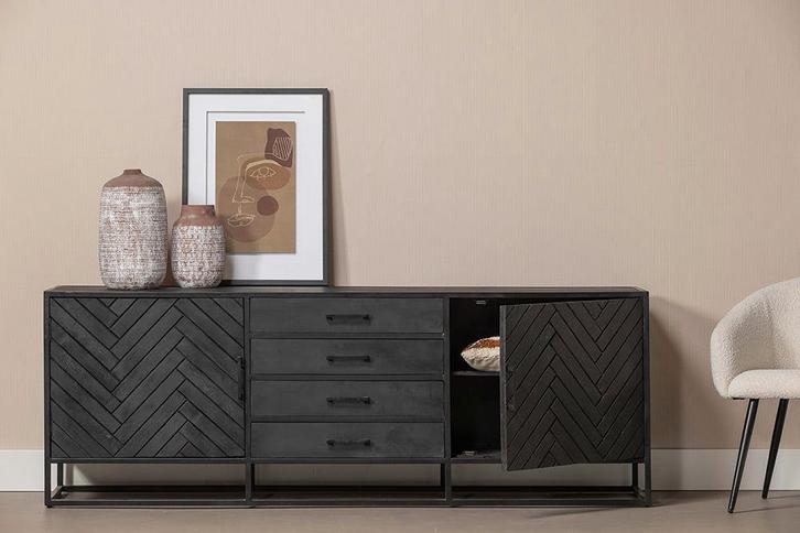 Dressoir Mangohout Fianna 165 cm, Huis en Inrichting, Kasten | Dressoirs, Nieuw, Verzenden