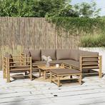 vidaXL 8-delige Loungeset met kussens bamboe taupe, Tuin en Terras, Verzenden, Nieuw, Loungeset