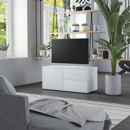 vidaXL Tv-meubel 80x34x36 cm bewerkt hout wit, Maison & Meubles, Armoires | Mobilier de télévision, Envoi