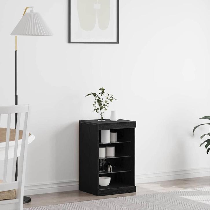 vidaXL Dressoir Zwart Eiken 41 x 37 x 67 cm Bewerkt hout, Huis en Inrichting, Kasten | Dressoirs, Nieuw, Verzenden