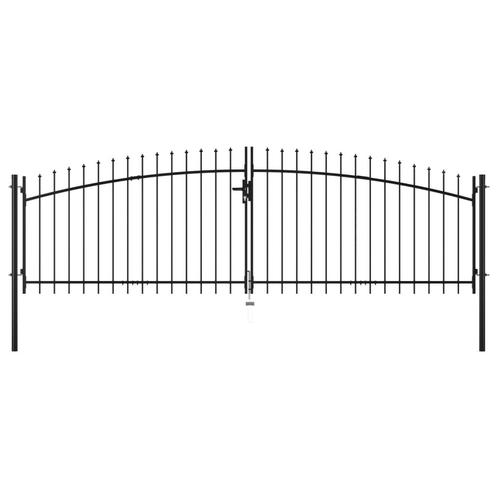 vidaXL Hekpoort dubbele deur met speren bovenkant 400x200 cm, Tuin en Terras, Tuinpoorten, Nieuw, Verzenden
