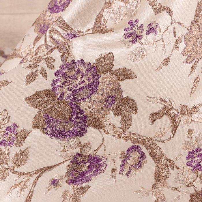 Raro Damast Italiaans - Bloemachtig - ivoor, lila en goud -, Antiquités & Art, Tapis & Textile