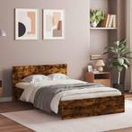 vidaXL Bedframe met hoofdeinde gerookt eikenkleurig 135x190, Verzenden, Nieuw