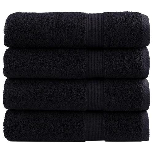 vidaXL Handdoeken SOLUND 4 st 600 g/m² 50x100 cm zwart, Huis en Inrichting, Badkamer | Badtextiel en Accessoires, Nieuw, Verzenden