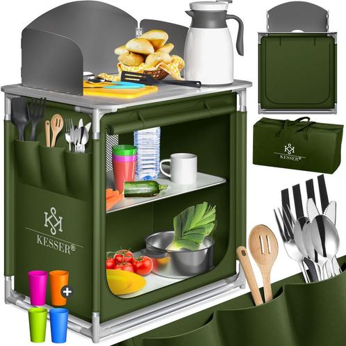 KESSER® Campingkeuken Opvouwbaar - Kampeerkeuken - Khaki, Huis en Inrichting, Woonaccessoires | Overige, Verzenden