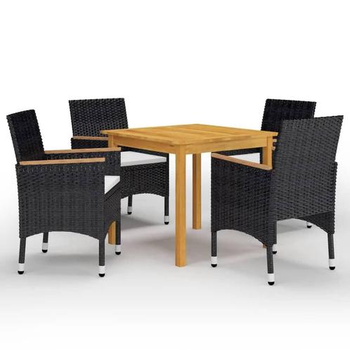 vidaXL 5-delige Tuinset met kussens zwart, Tuin en Terras, Tuinsets en Loungesets, Tuinset, Nieuw, Verzenden