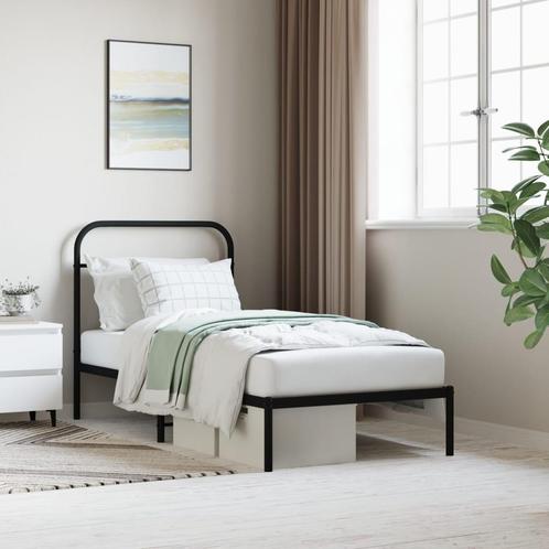 vidaXL Bedframe met hoofdbord metaal zwart 90x200 cm, Huis en Inrichting, Slaapkamer | Bedden, Nieuw, Verzenden