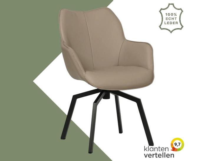 Leren draaibare eetkamerstoel Magic - Toledo Khaki, Huis en Inrichting, Barkrukken, Nieuw, 1 kruk, Leer, 60 tot 90 cm, Ophalen of Verzenden