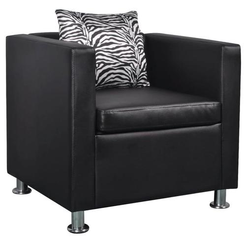 vidaXL Fauteuil kunstleer zwart, Maison & Meubles, Fauteuils, Envoi